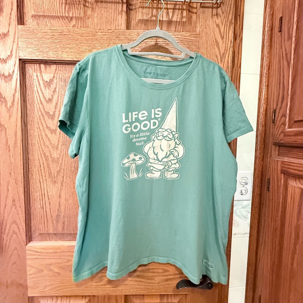 Life Is Good Green Short Sleeve Tee with Graphic Print